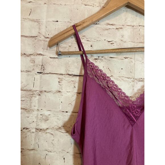Linea Donatella Nightgown Womens‎ Medium Berry Satin & Lace Babydoll Romantic - Picture 6 of 15